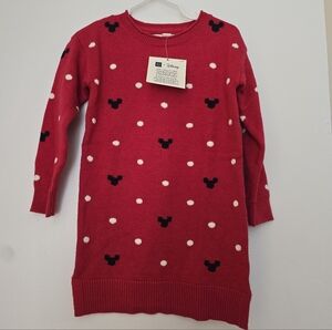 NWT GAP Red Disney Sweater Dress with Mickey Mouse Pattern